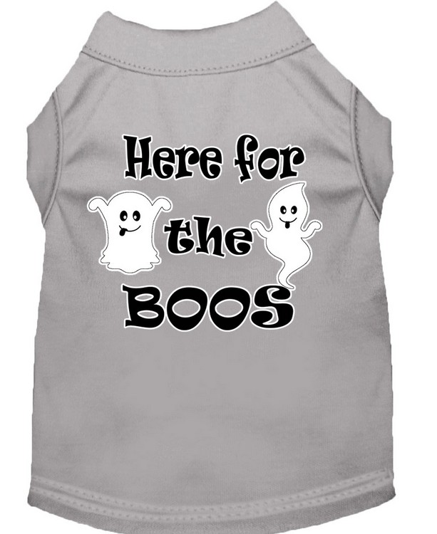 Here for the Boos Screen Print Dog Shirt Grey Med